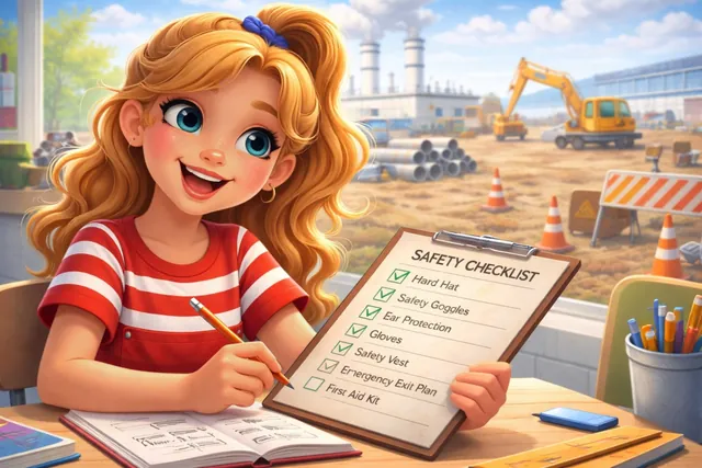Kelsey holds a safety checklist at a job site