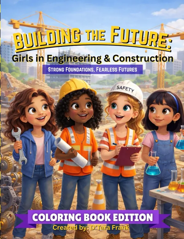 Cover of the Girls in Engineering and Construction coloring book